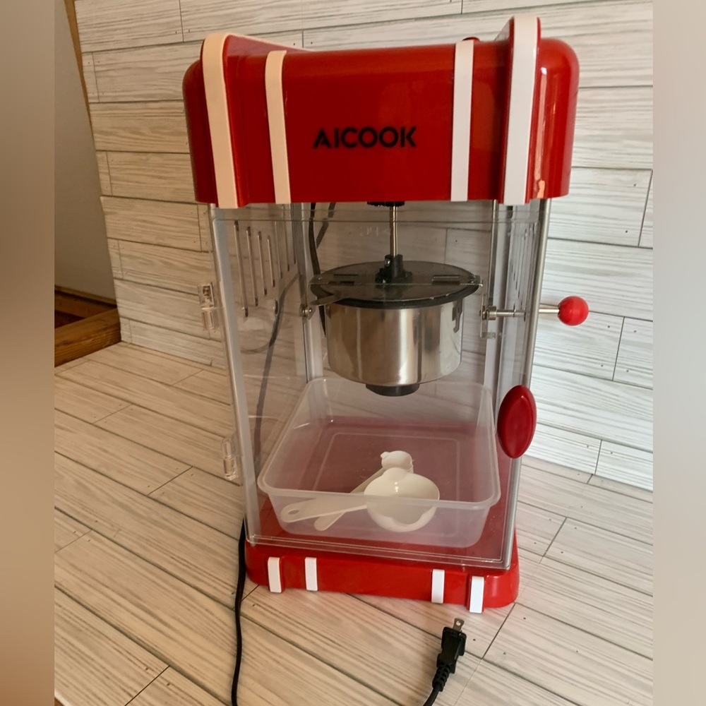 Aicook Red Retro-Style Popcorn Maker
